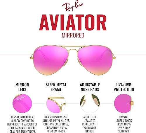 Miniatura 4 de Ray-Ban RB3025 Classic Mirrored Aviator Sunglasses