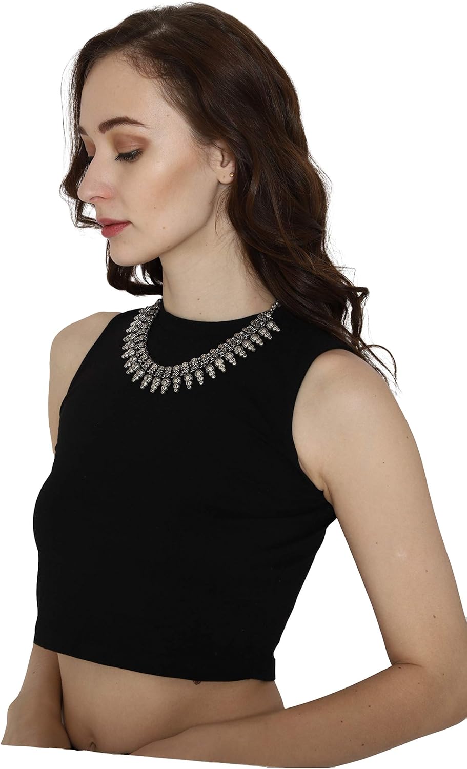 athizay Necklace oxidised silver choker for women fashion traditional Indian jewelry tribal inspired antique silver Choker Metal jewellery (Bud Bead Silver)