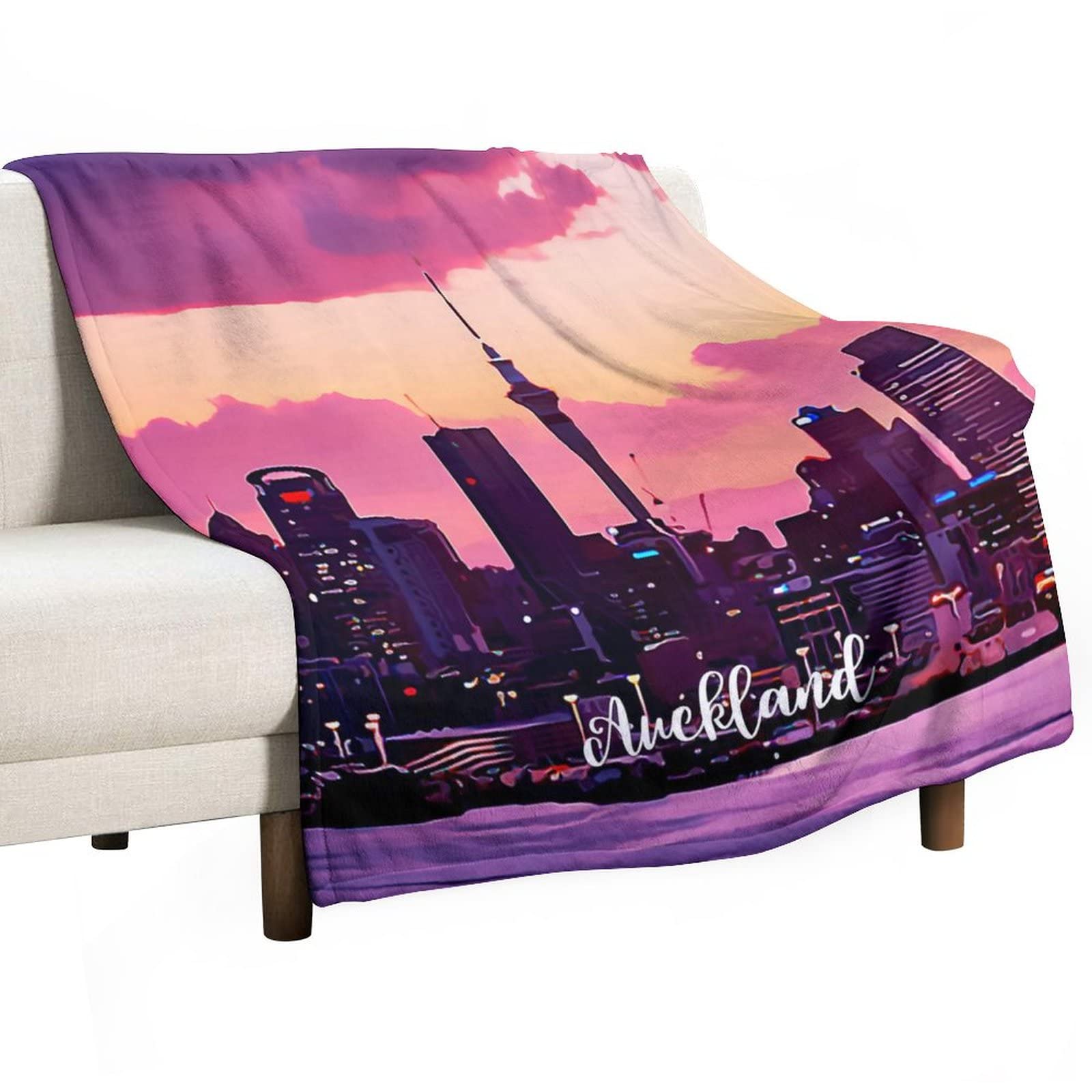 Couverture de canapé anti-courants d'air, plaid réversible en flanelle Auckland