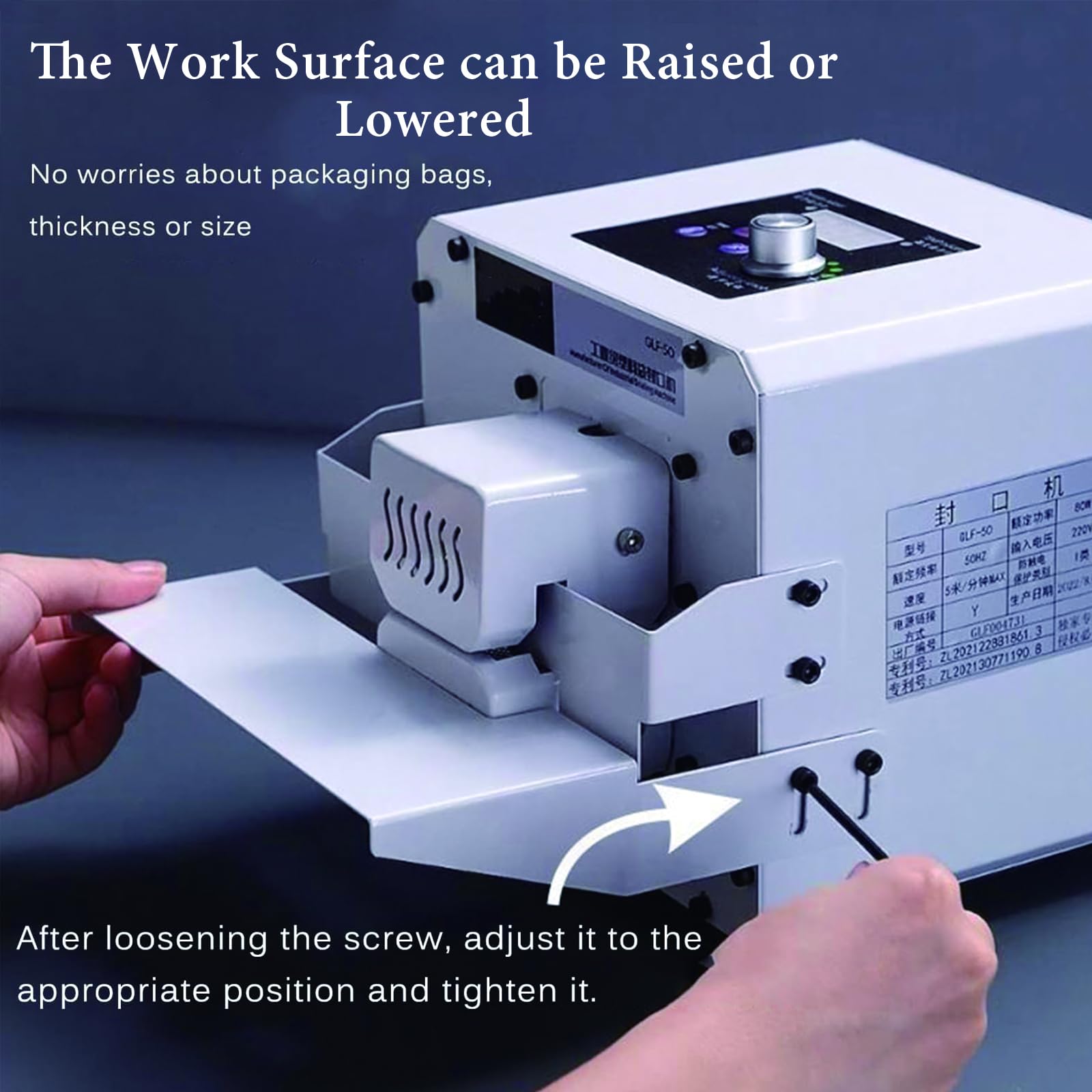 Sigillatrice automatica a caldo, 80 W, sigillatrice continua con temperatura e velocità regolabili, per imballaggi alimentari, piccoli negozi e cucina domestica