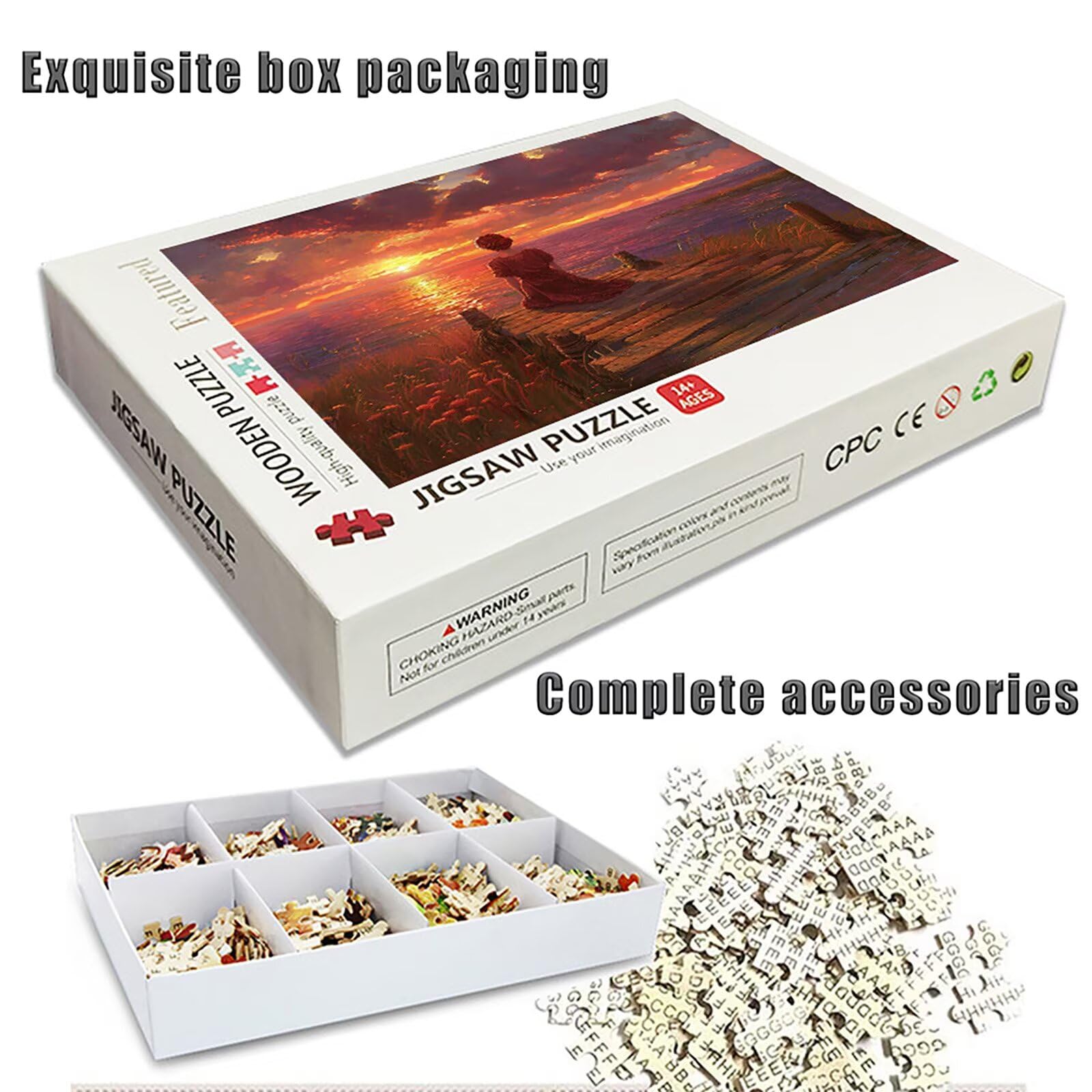 Vista Al Mar Puzzle Madera, Sunset Puzzle 3000 Piezas Adultos con Compact Box 122x81cm, Rompecabezas Desafiante, Juegos de Rompecabezas Creativos para Hombres Mujeres, Decoración Verano, H-5588