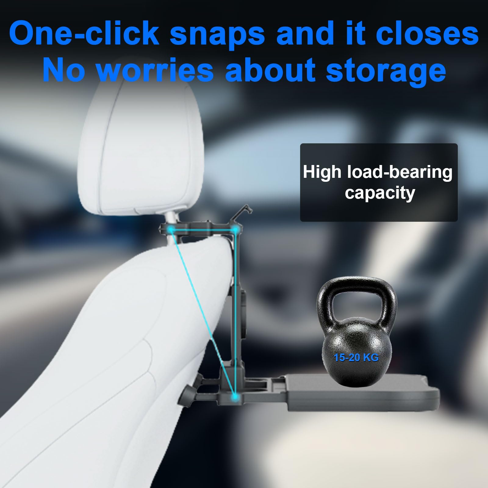 Tragbarer Autositz Tabletttisch, Faltbarer Auto Tisch für Rücksitz Beifahrer mit Getränkehalter und Handyhalter, Multifunktional Esstisch für Kinder Erwachsene, Belastbarkeit 15-20 kg