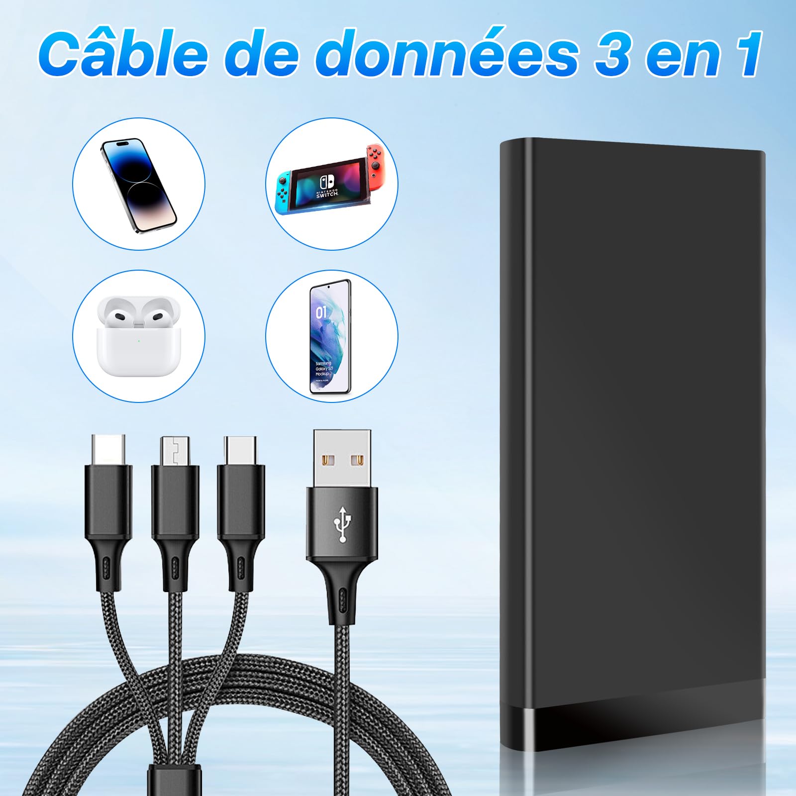 Caméra Espion Discrète HD 1080P, 10000mAh Power Bank Caméra Cachée sans WiFi, Mini Camera Espion Portable, Spy cam avec Audio et Vision Nocturne pour Activités intérieures et extérieures