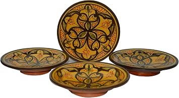 Moroccan Ceramic Plates Handmade Appetizer Tapas Serving Set of Four