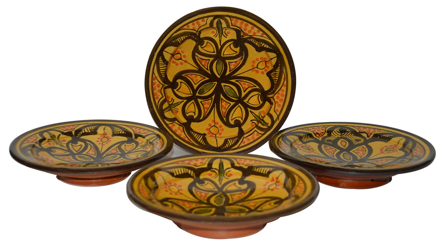 Moroccan Ceramic Plates Handmade Appetizer Tapas Serving Set of Four