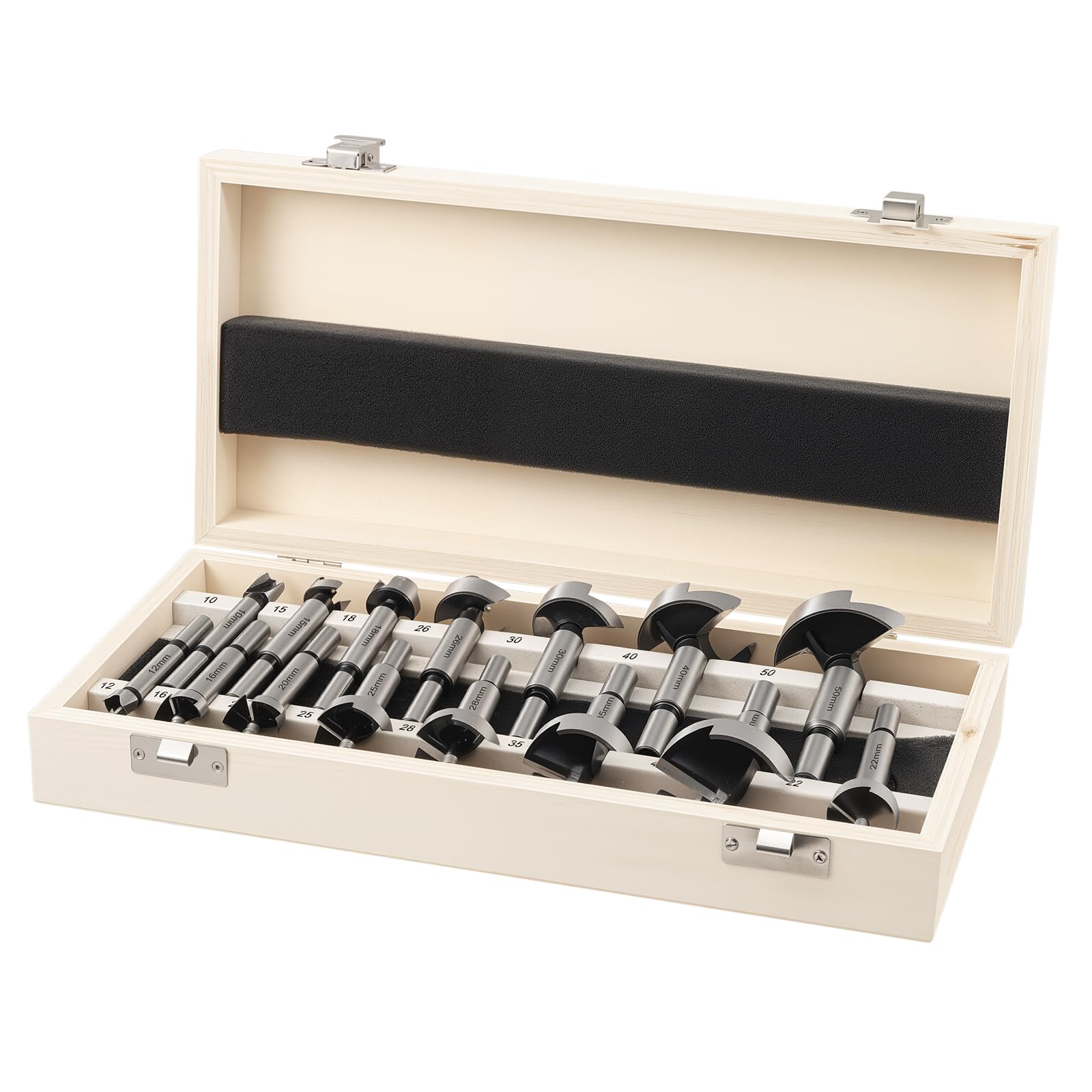 Gueenky 15 Pezzi Punte Forstner, 10-50 mm Forstner Drill Bits Set Frese Forstner per Legno con Gambo Rotondo per Trapano per Legno Duro Tenero