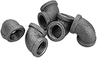 Vista 5 de CBTONE - Paquete de 10 codos de tubo de 1/2 pulgada, codo de hierro fundido negro para decoración de tuberías con orificio roscado para tuberías