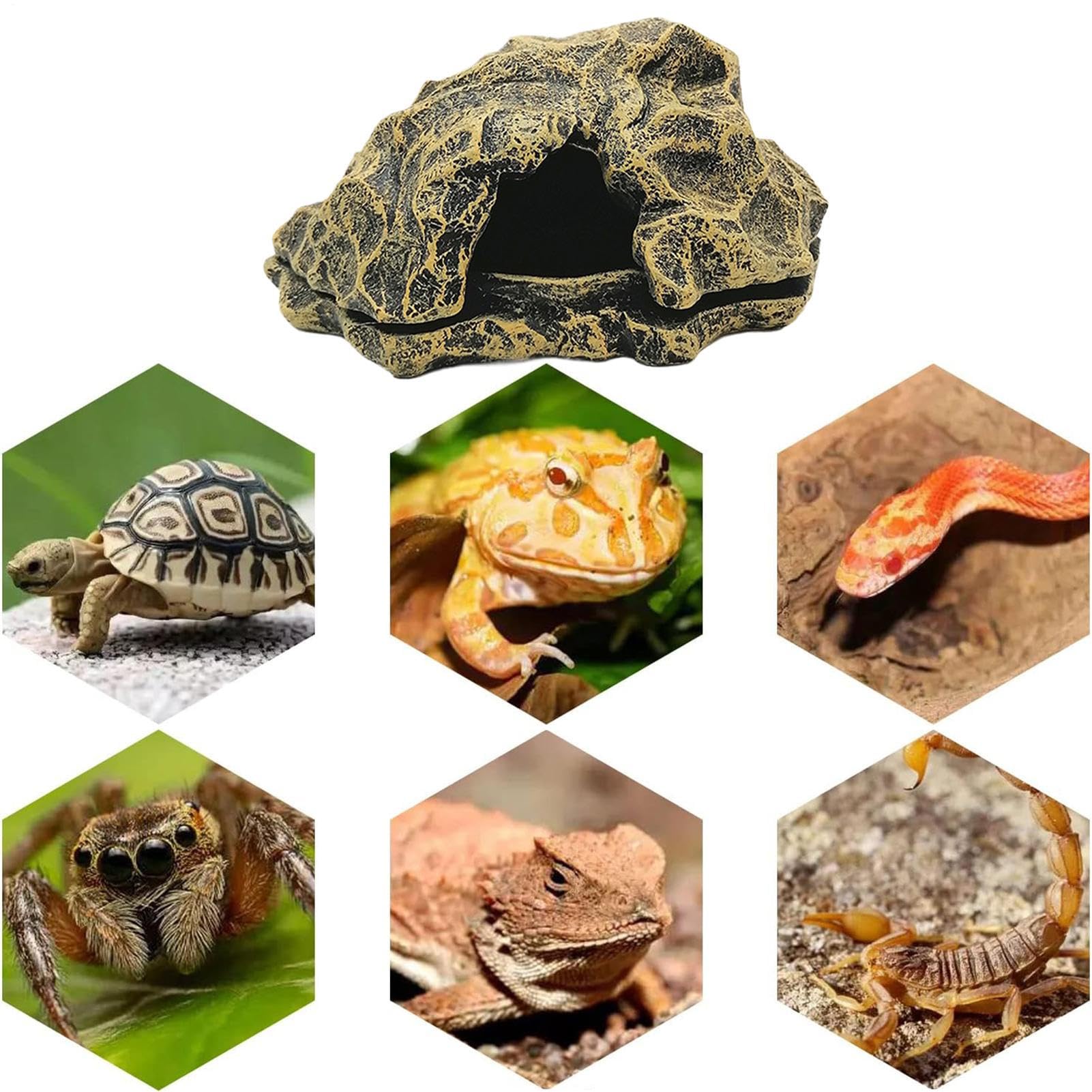 Tana Per Rettili | Roccia Finta in Resina Caverna per Drago Barbuto per Terrario | per Acquario Paesaggio Zona per Prendere il Sole Decorazione per Tartarughe d'Acqua Gamberi Granchi