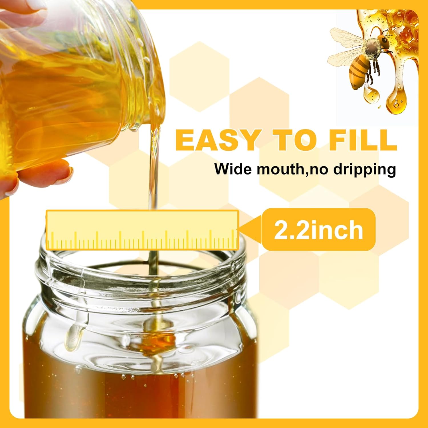 Glass Honey Dispenser No Drip, Maple Syrup Dispenser for Coffee, Tea, Pancake, Black (9 OZ, 1 Pack) U14