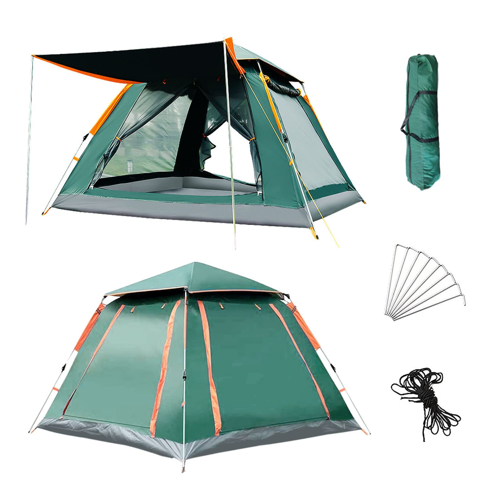 4-6 Person Lightweight Camping Tent, Instant Pop Up Tent 30S Setup, Automatic Family Camp Tent Outdoor, Waterproof Hiking Dome Tent with Carry Bag and Removable Rainfly for Backpacking,Trip,Beach