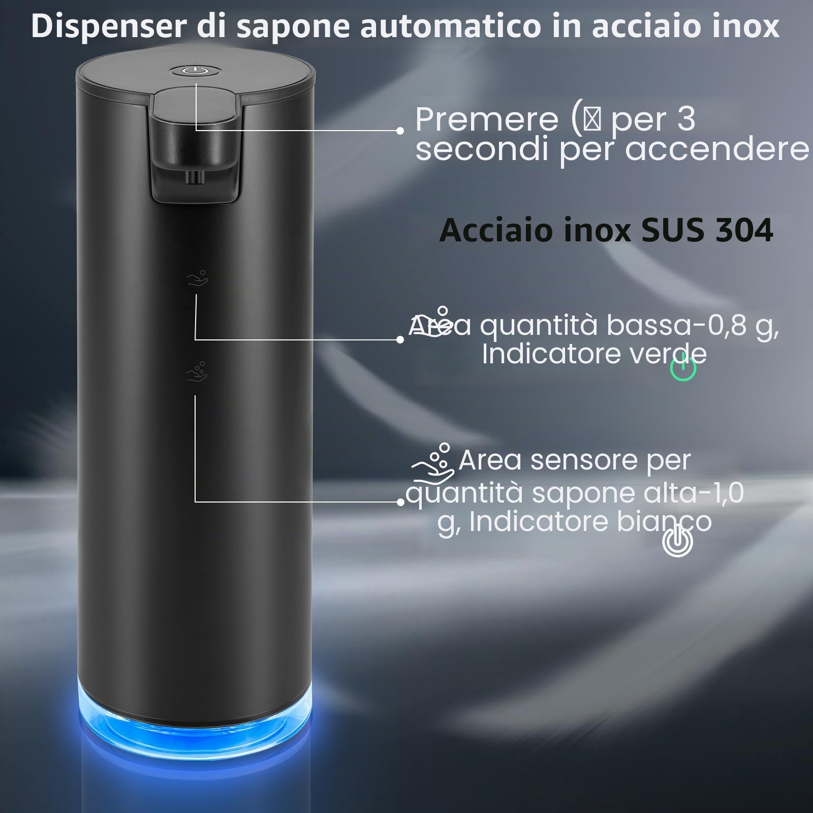 LAOPAO Dispenser Sapone Schiuma Automatico Acciaio Inossidabile: 2 Modalità | Pompa Anti-Otturazione, 0.2s Rapido Sensore, USB Ricaricabile, Impermeabile, per Bagno Cucina Lavaggio Mani e Stoviglie