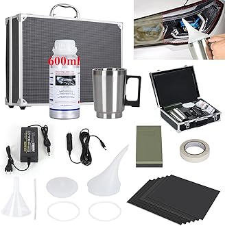 Headlight Repair Kit,Automobile Headlight Restoration Kits with 600ML Repair Liquid,Car Headlight Polish Repair Tool for Repair Headlight Yellowing, Haze, Scratches