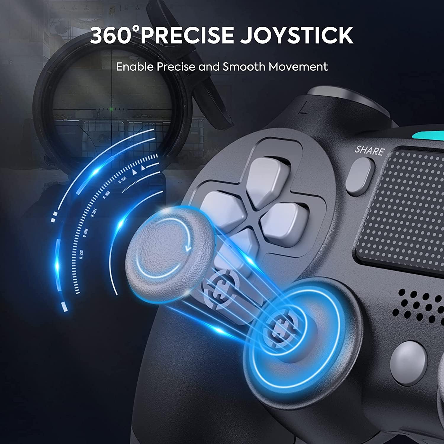 BJXOZ Wireless Controller für PS4, mit Vibration, Kopfhörerbuchse, 6-Achsen Gyro Sensor, Screenshot, Touchpanel, Gamepad für PS4/Slim/Pro/PC