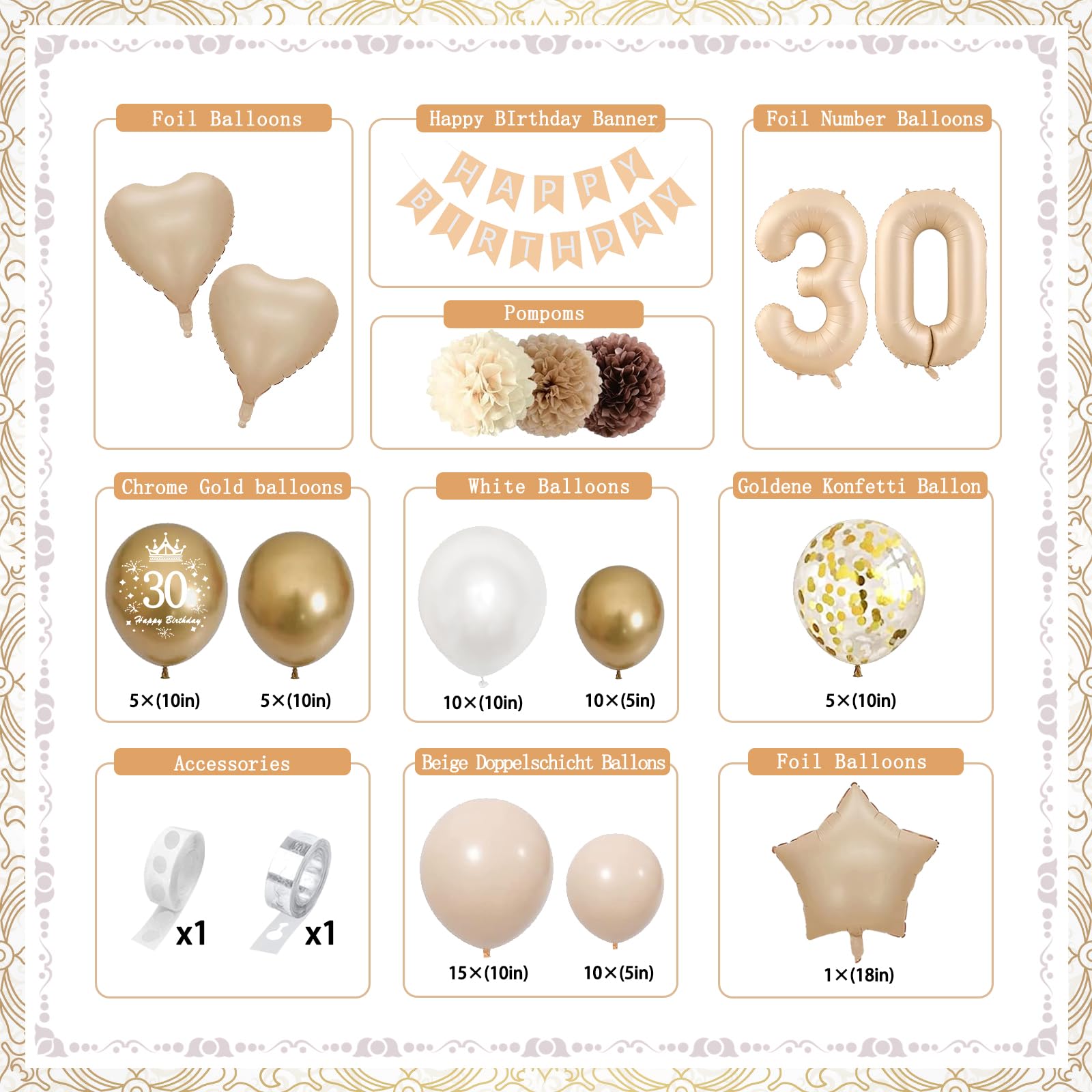 Oro nero 18 30 40 50 palloncini compleanno 60 anni decorazioni per feste di buon