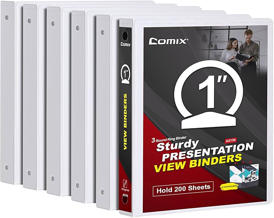 Amazon.com : COMIX Sturdy 3 Ring Binder 1 inch with Clear View Cover, 1 amazon-com-comix-sturdy-3-ring-binder-1-inch-with-clear-view-cover-1-round-ring-view-binder-pvc-free-200-sheets-capacity-of-us-letter-size-paper-office-school-supplies-6