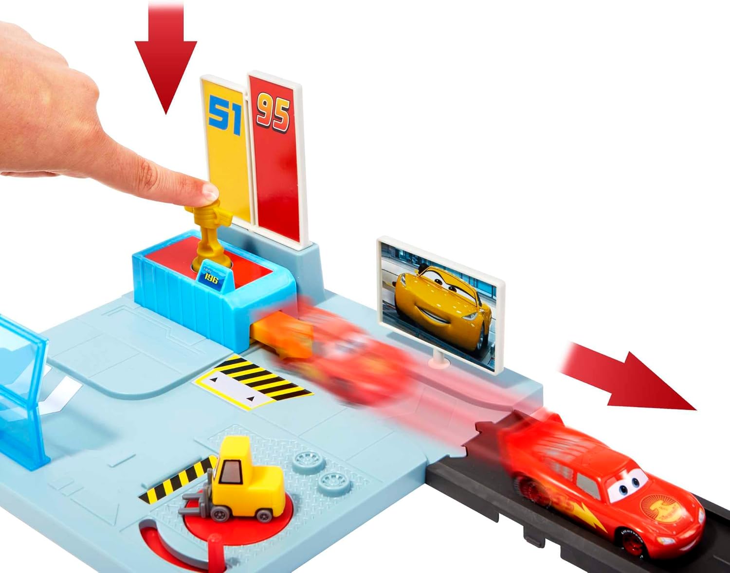 Disney and Pixar Cars On The Road Dinoco Rusteze Racing Center Playset with Lightning McQueen Toy Car, Launcher, Short Track and Spinning Pitty, Toy Gift for Kids, HGV69