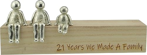 Miniatura 2 de Idea del 21 aniversario 21 años que hicimos un adorno de metal familiar Elige tu combinación familiar (1 niño)