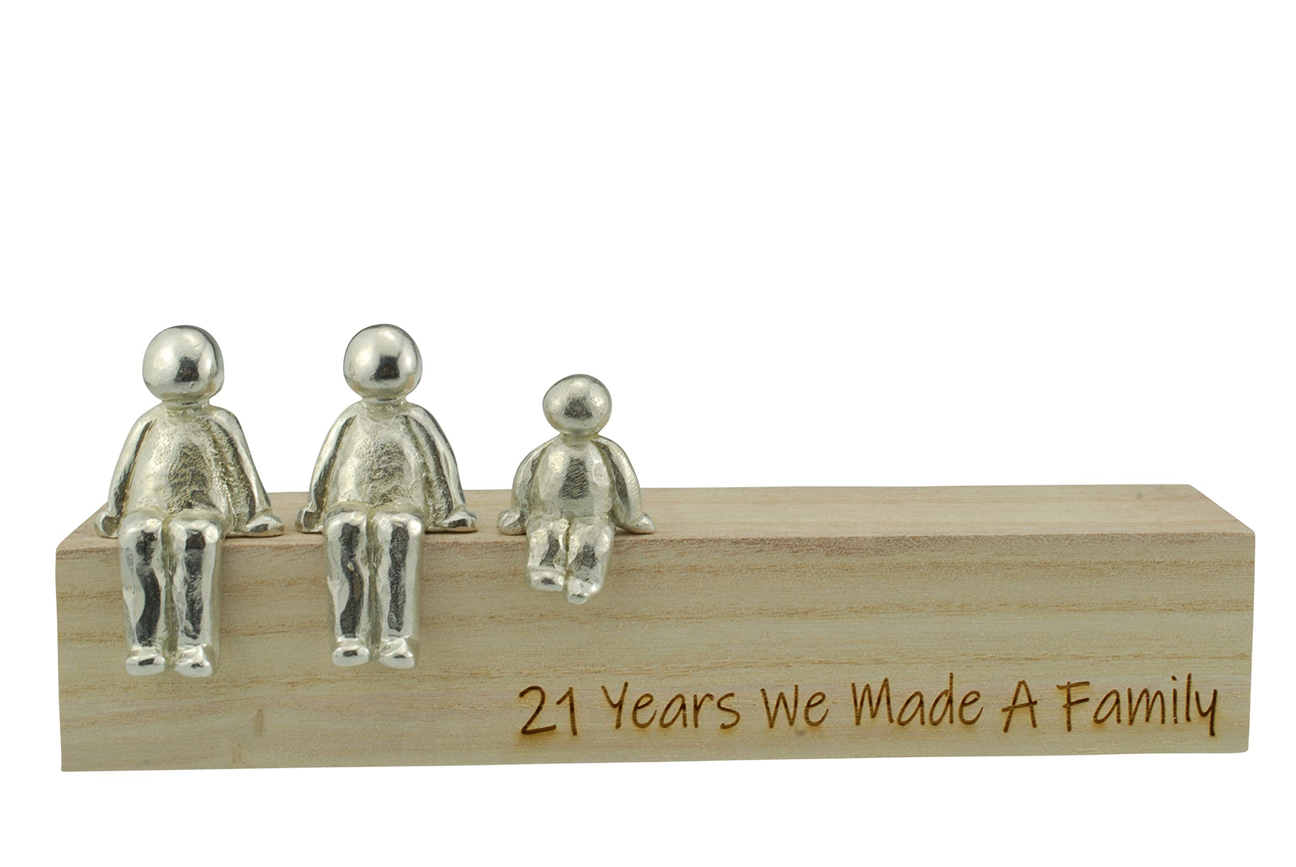 Pomysł na 21 rocznicę - 21 Years We Made A Family metalowa ozdoba - wybierz kombinację rodzinną (1 dziecko)