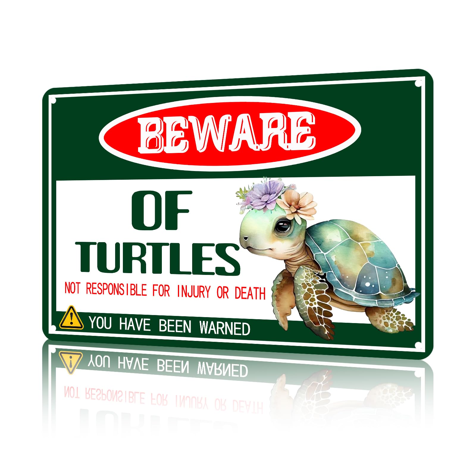 Anceky Funny Garden Decor Beware Of Turtles Vintage Metal Signs Garden Tin Sign for Home Outdoor Wall Decor 8×12 Inch