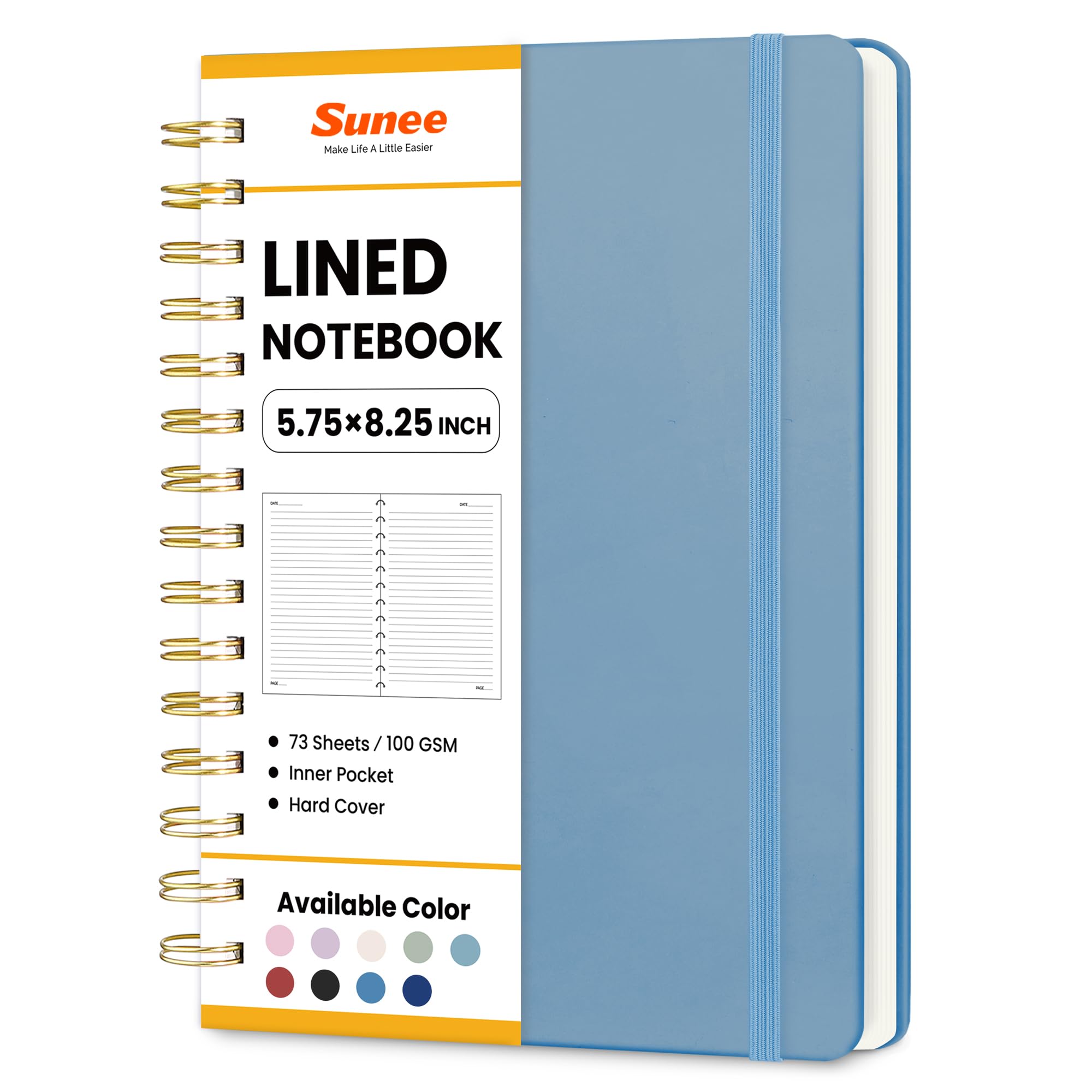 SUNEE Journaling Notebooks, A5 Lined Spiral Notebook for Women, 146 Pages College Ruled Hardcover Notebook for Work, Note Taking, Journaling and