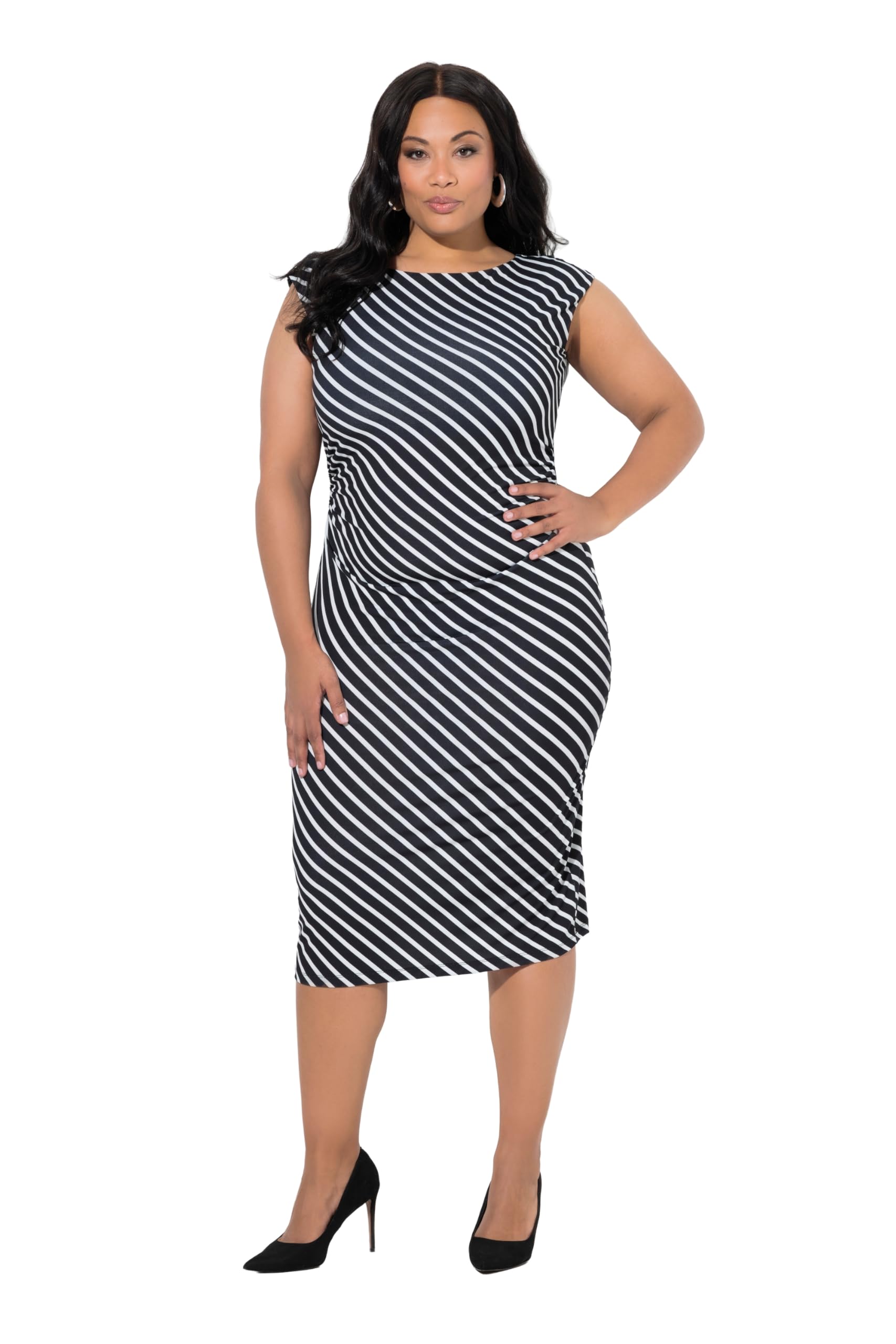 Ulla Popken Damen große Größen Übergrößen Plus Size Midi-Jerseykleid 849977