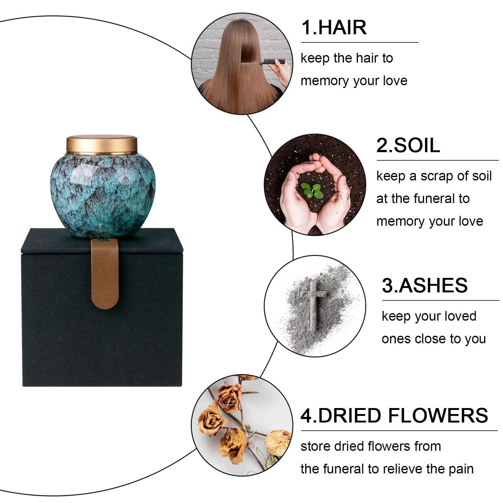 Small Urns for Human Ashes Keepsake,Handmade Mini Cremation Urn for Human Pet Ashes,Ceramic Urns with Metal Screw Lid,Hold Ashes Up to 10 Cubic Inches (Blue) - Image 3