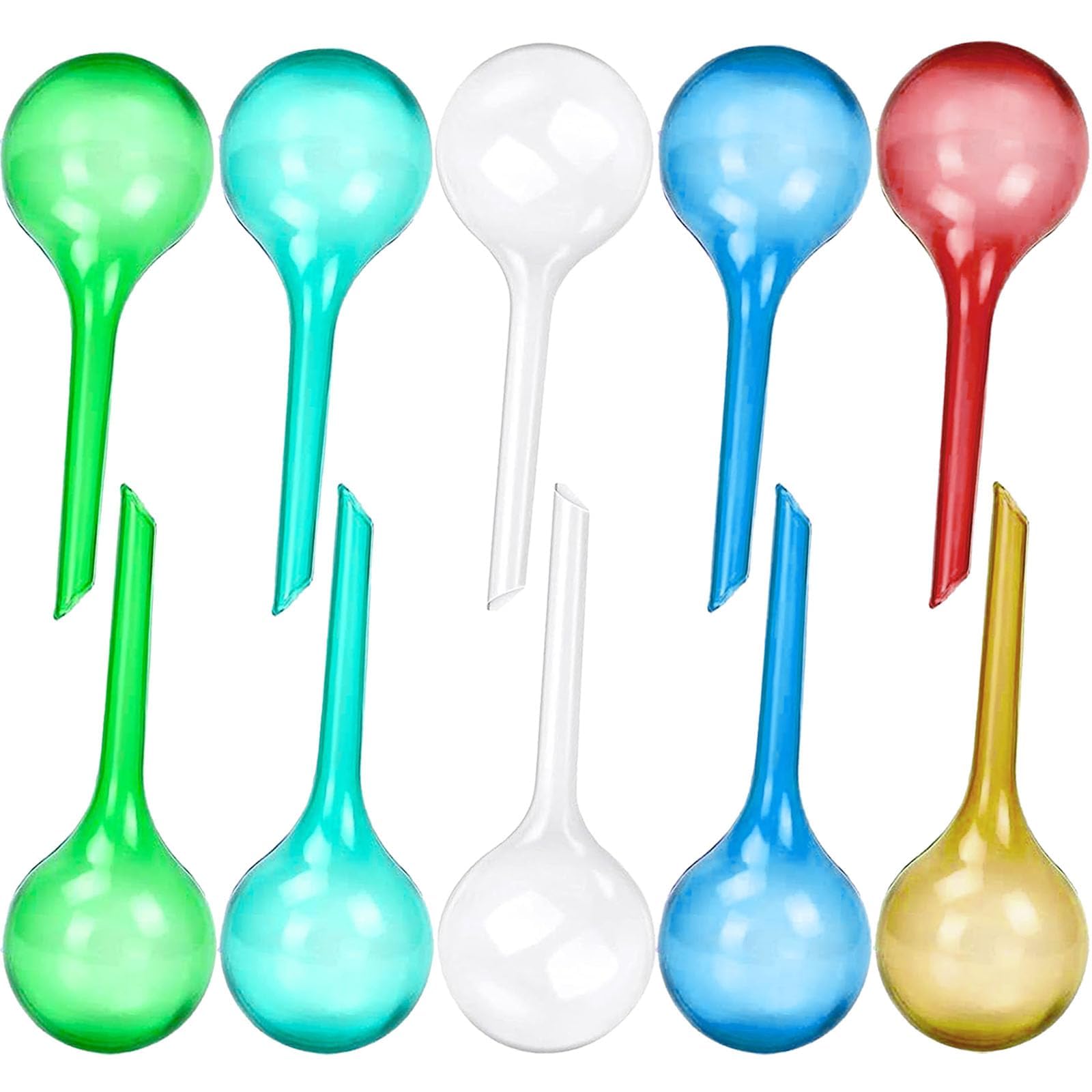 DNTHYRIN Plant Watering Devices,Plant Watering Globes, Transparent Blue Green Colour Combination, Plant Feeders Drip Water for Indoor Outdoor Plants, Solution for Vacation (10PCS Six Colors)