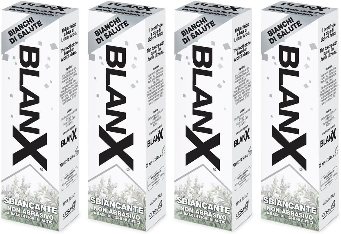 BlanX: Whitening Toothpaste with Arctic Lichens * 2.54 Fluid Ounces (75ml) Tubes (Pack of 4) * [ Italian Import ]