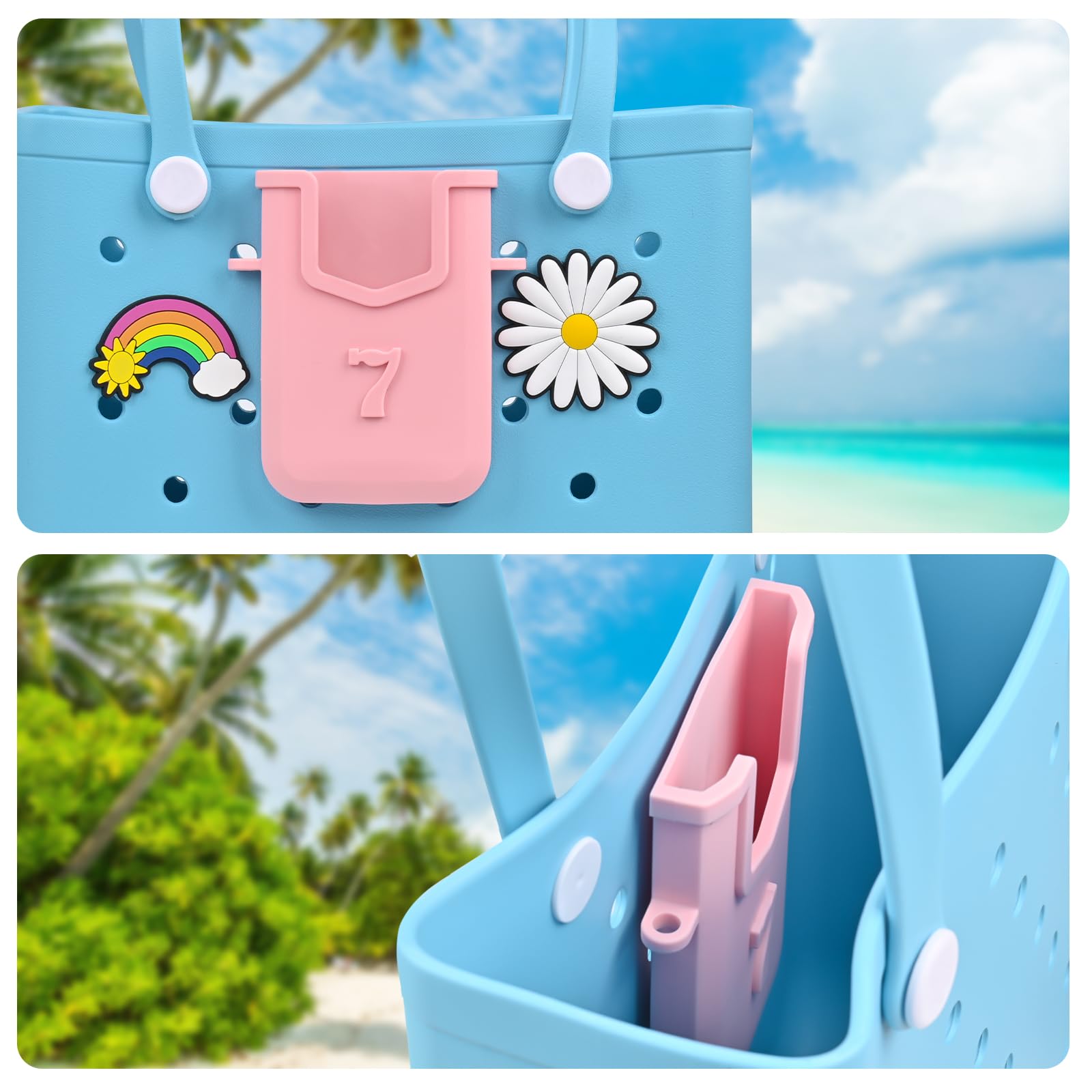 Silicone Phone Holder for Bogg Beach Bag - Charm Insert Accessory and Attachment - Fits Most Phones