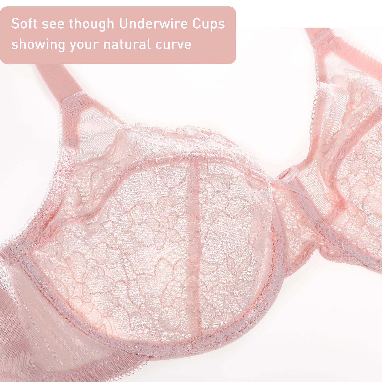 DotVol Soutien-Gorge pour Femmes Mince et léger Perspective Lace Confort Quotidien