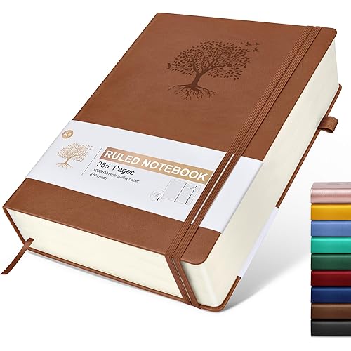 Lined Journal Notebook -365 Pages A4 Big Journal for Writing Men Women, College Ruled Notebook, Hardcover Leather Journal, Daily Journal Notebook for Work, Note Taking, 100Gsm Paper( 8.5" x 11" Brown)