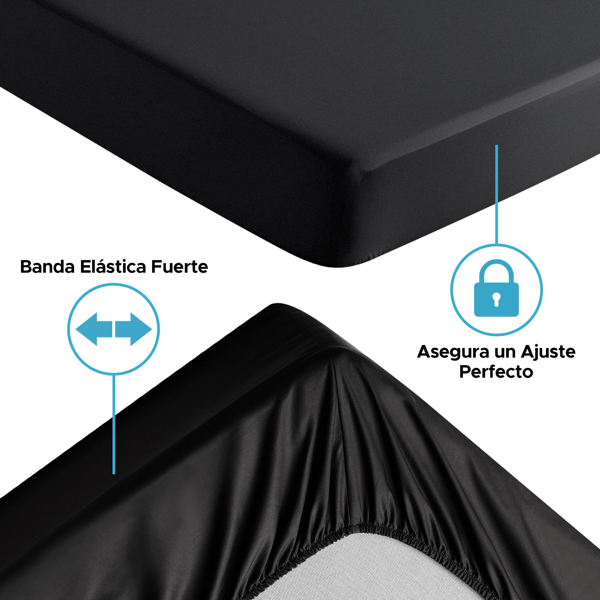 Protector de Colchón Impermeable Queen Ajustable, Canto 35cm, Negro