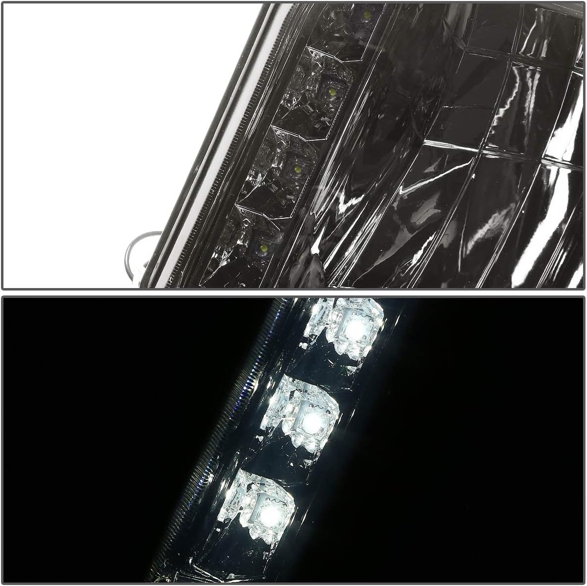 DNA MOTORING HL-OH-F15092-6P-LED-SM-AM Smoke Lens Amber Headlights Compatible with 92-96 Bronco F150 F250 F350