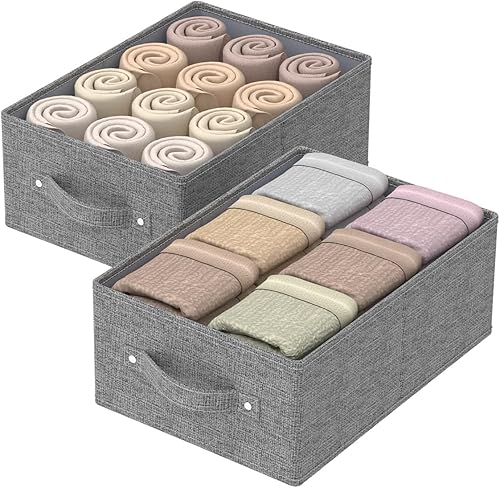 Miniatura 9 de Organizador plegable para guardar ropa, cajas de almacenamiento para organizar el hogar, cestas cúbicas de tela, para oficina y armario, gris
