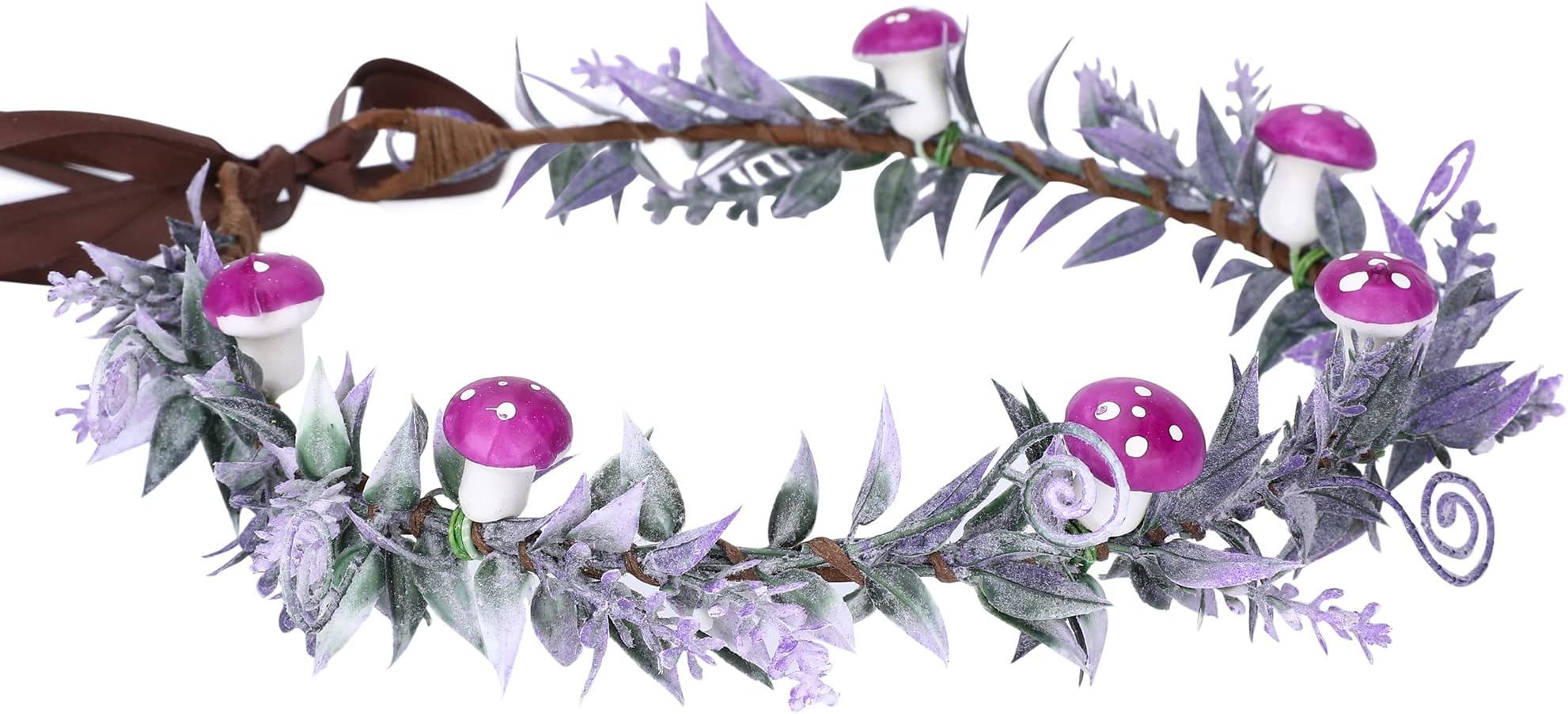 MOSTORY Mushroom Fascinator Circlet Fairy Forest Crown Headband Lavender Mossy Headpiece Woodland Elf Cosplay Circlet Costume Accessory for Women Girls Maternity Wedding Bridal Party