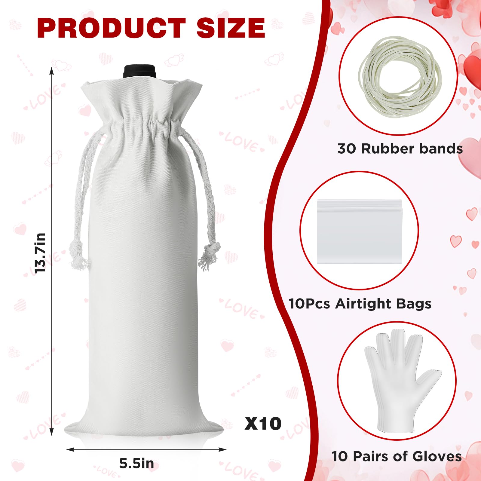 Silkfly 10 Set White Cotton Wine Bottle Bags for Tie Dye Kit, Items Things to Tie Dye, Bulk Blank Wine Bottle Gift Bags with Drawstrings for DIY Birthday Wedding Party Supplies
