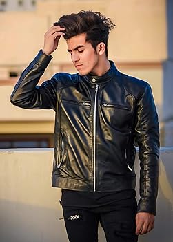 HANDSY Leather Jackets For Men - Leather Motorcycle Jacket