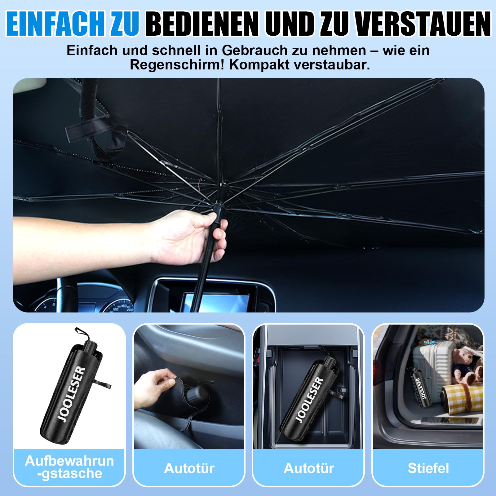 Sonnenschutz Auto Frontscheibe Innen,Sonnenschutz Auto,Reflektierend & Faltbar,2026 mit Zertifiziertem UV Schutz für Windschutzscheibe