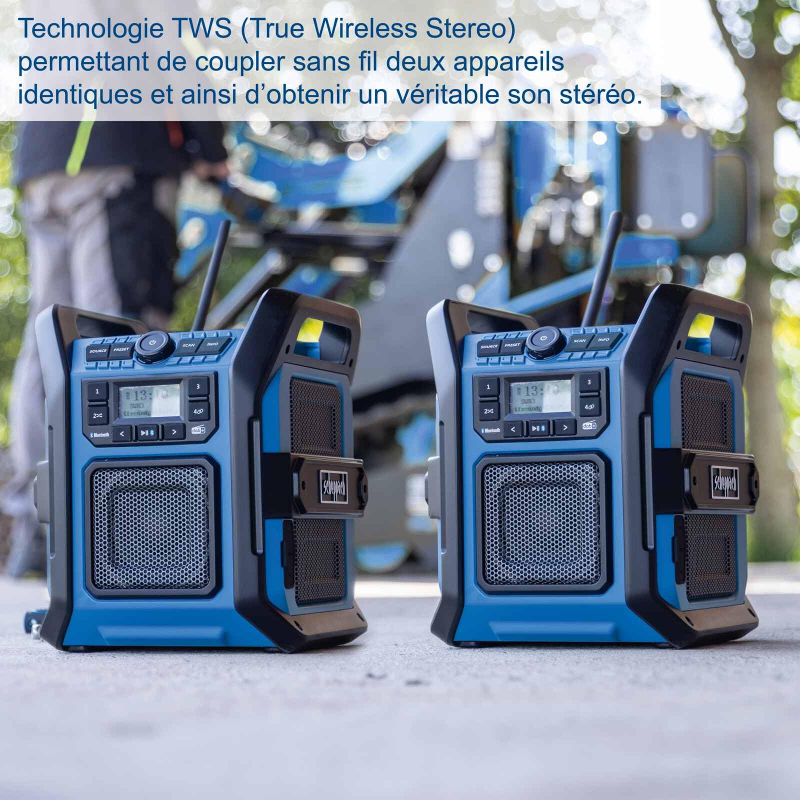 Scheppach Radio de Chantier C-DAB30-x – Set S - 1 Batterie 2Ah + Chargeur