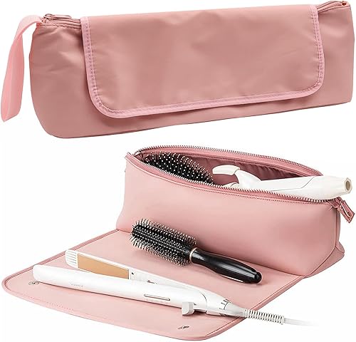 Miniatura 1 de yuuzue Bolsa de viaje 2 en 1 para herramientas para el cabello con alfombrilla resistente al calor para herramientas para el cabello, rizador,
