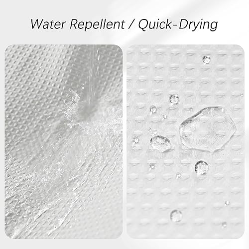 Miniatura 3 de Cortina de ducha blanca de 256 GSM, repelente al agua, tela resistente, lavable a máquina, juego de cortina de ducha de calidad de hotel con 12