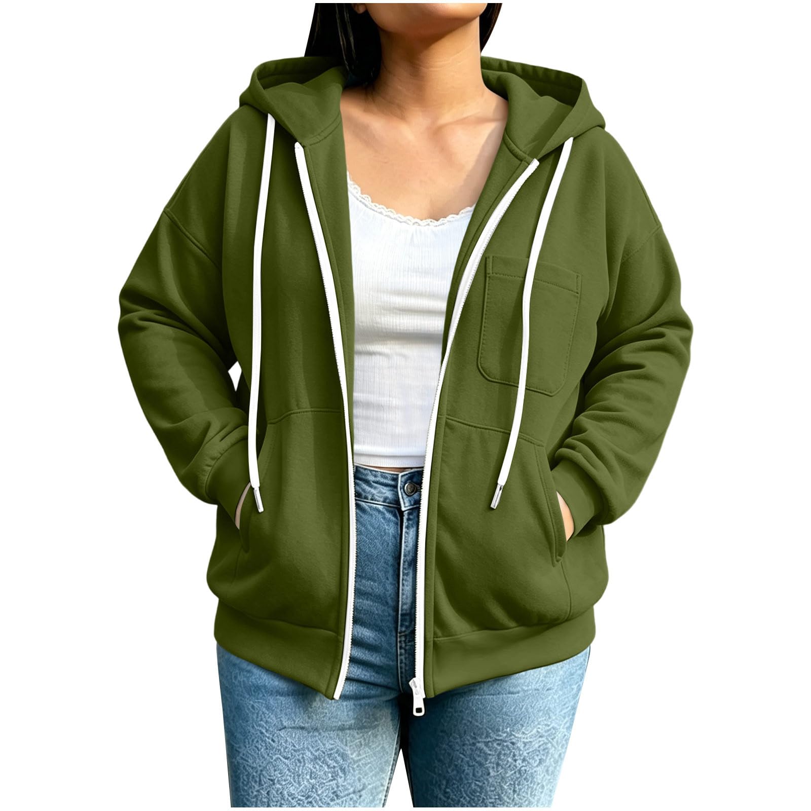 Hoodie Damen Oversize Sweatjacke mit Kapuze Sweatshirt Große Größen