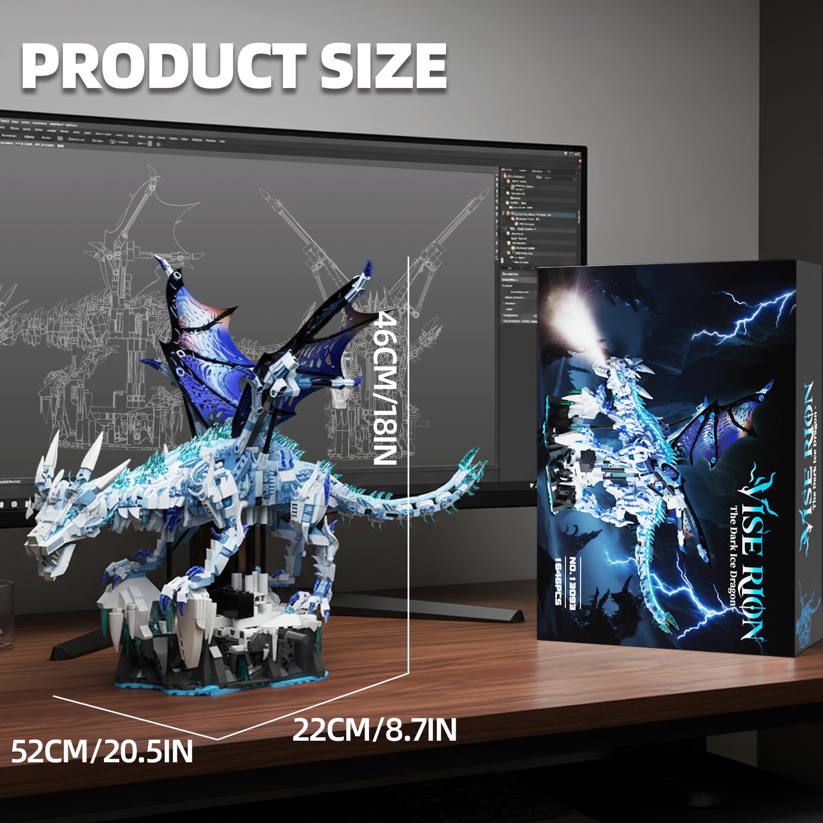 Myth Qholve Mechanical Dark Ice Dragon Building Block Set with