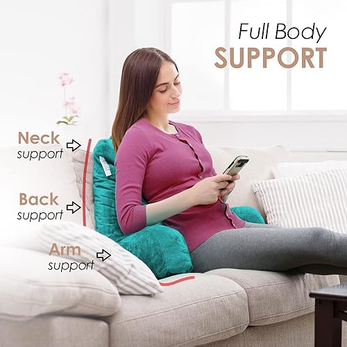 Miniatura 3 de Nestl - Almohada de lectura con espuma viscoelástica triturada, diseñada para sentarse en la cama y el sofá, con soporte ajustable para la espalda y