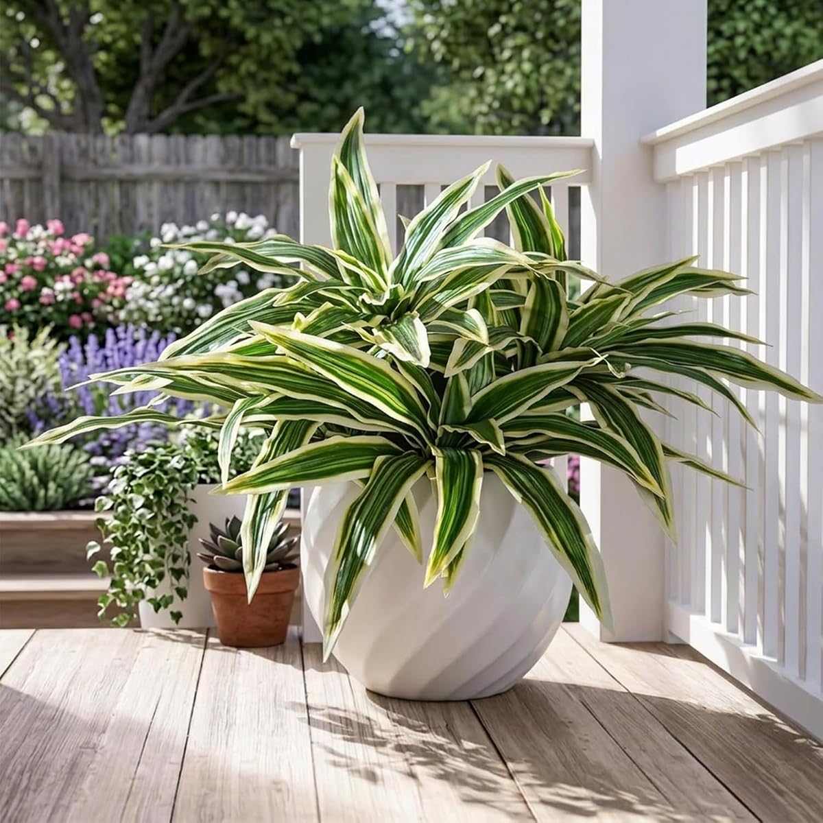 4 Pack Dracaena Artificial Plants, 17.7 Inches Large Fake Greenery Stems, Realistic Dracaena Branches Agave Plants for Indoor Outdoor Garden Office Decor