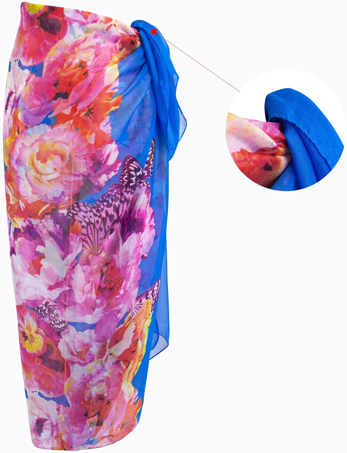 MissShorthair Womens Chiffon Beach Pareos Sarong Sheer Swimsuit Cover Ups Swimwear Bikini Wrap - Image 3