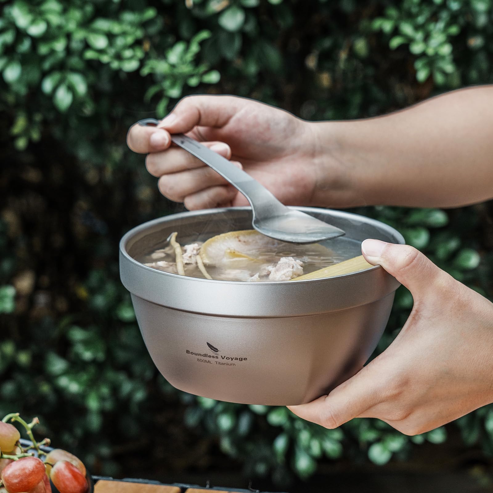 iBasingo 800 ml tytanowe miski na płatki owsiane żywność ryż zupa misa ultralekka przenośna zastawa outdoorowa kemping metalowa miska Ti1162T