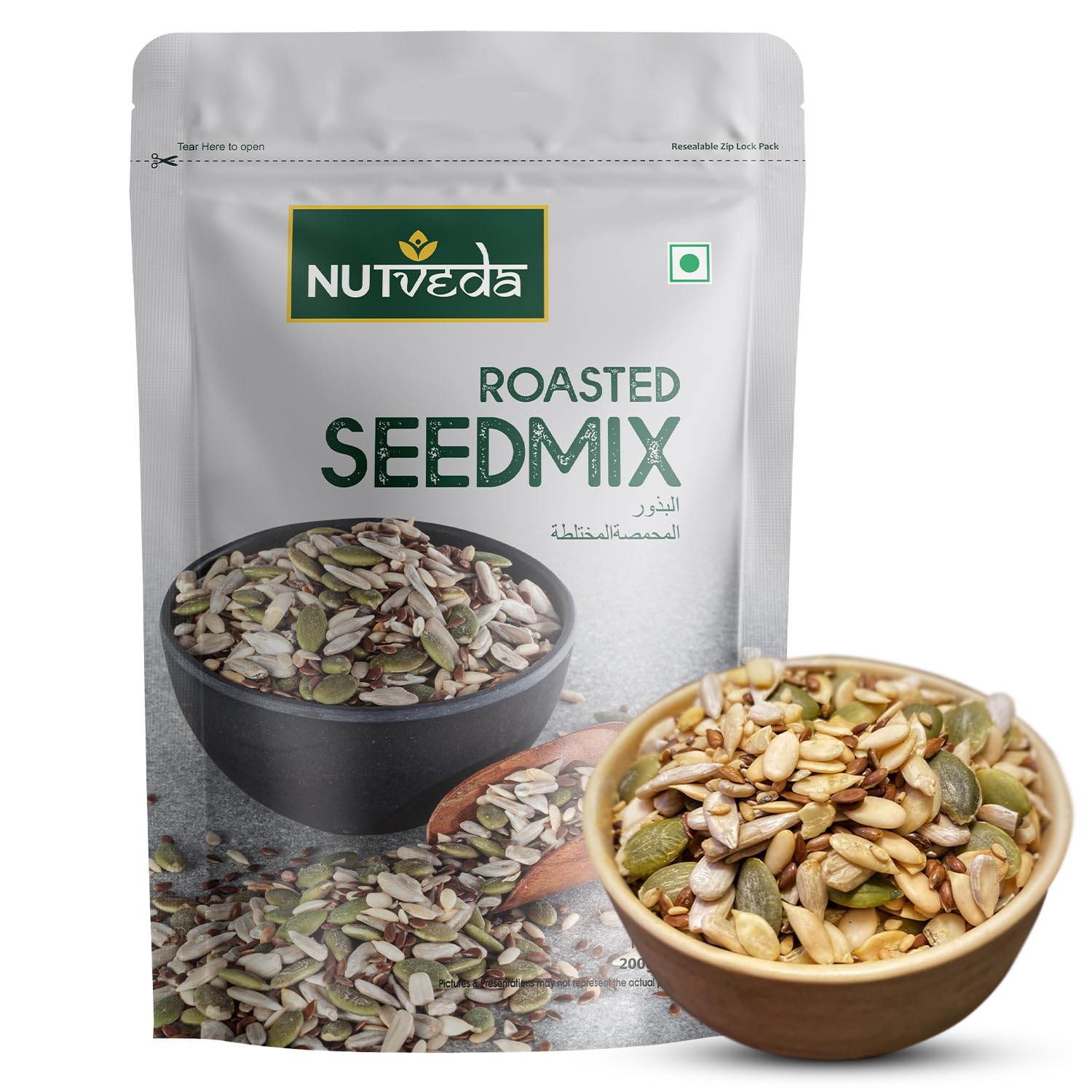 NUTVEDA ROASTED SEEDMIX 200g - Ready To Eat | Pumpkin Seeds | Sunflower Seeds | Muskmelon Seeds | Flax Seeds (B09NVYQ522) Amazon Price History, Amazon Price Tracker