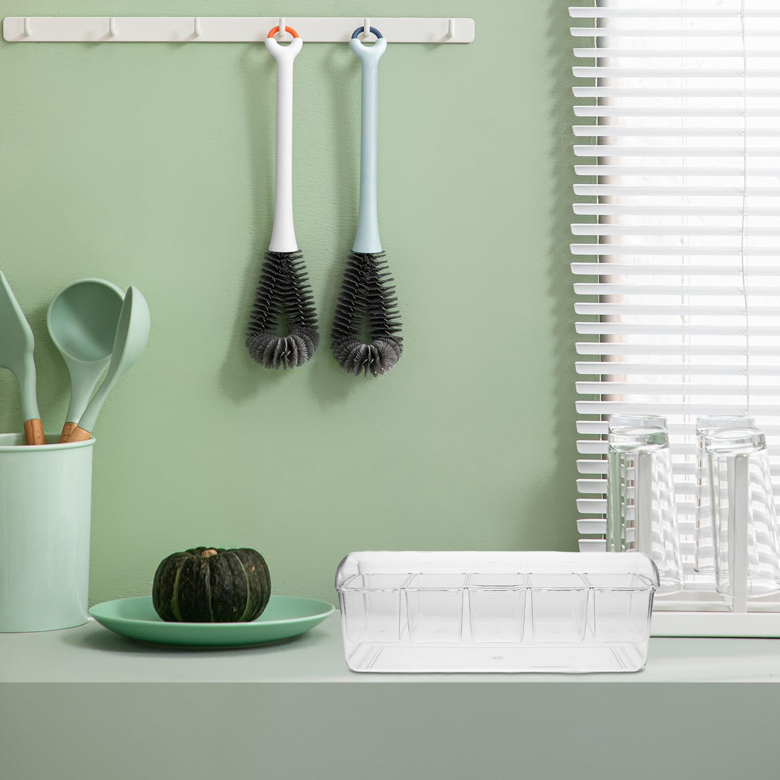 TOYANDONA Boîte Alimentaire Hermétique en Acrylique avec 5 Compartiments, Couvercles et Accessoires, pour L'organisation des Aliments la Maison Pique-niques