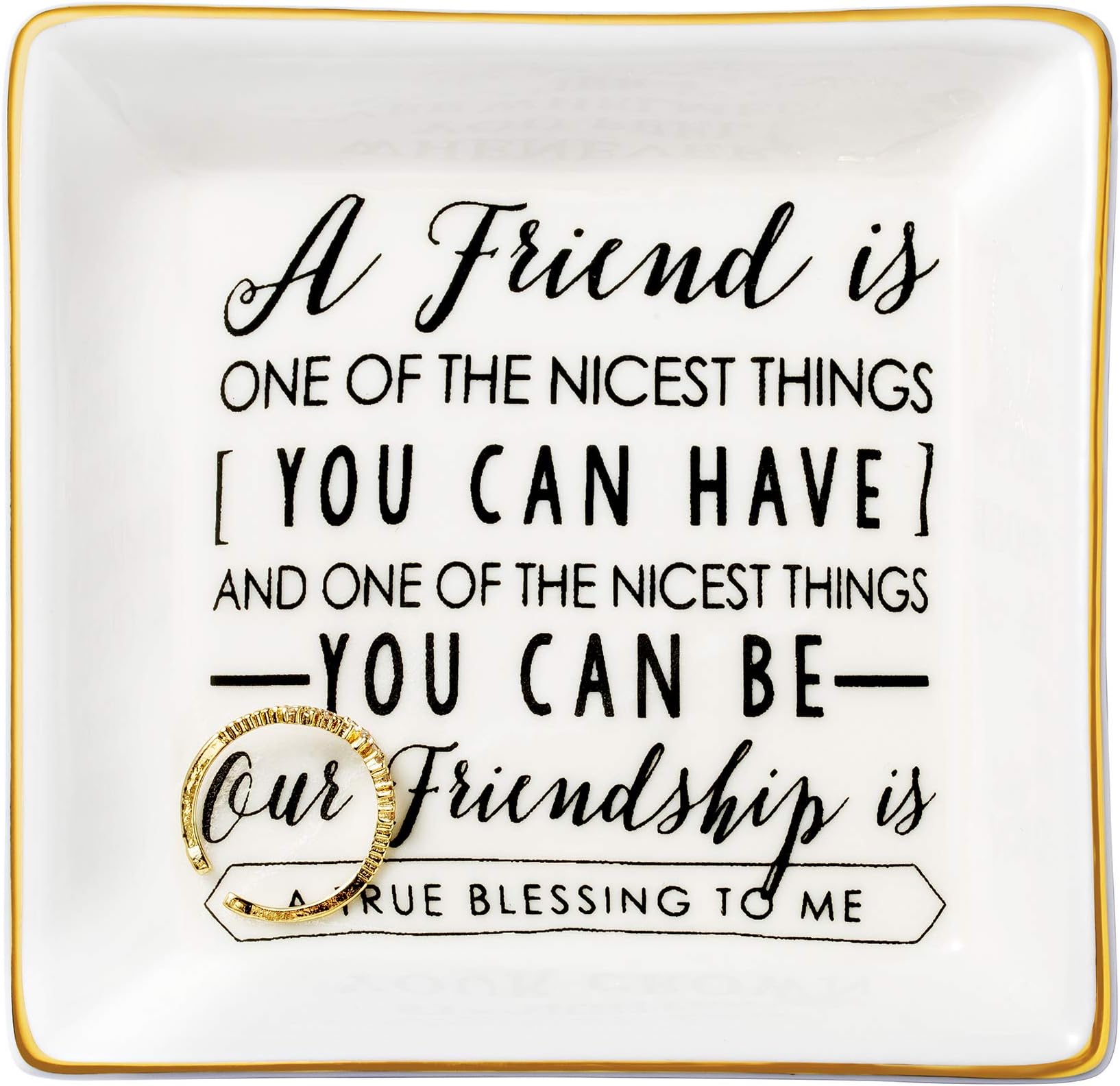 JoycuffJoycuFF Friendship Gifts for Women Friends Birthday Ceramic Trinket Dish Tray Unique Ceramic Trinket Dish Tray Jewelry for Her